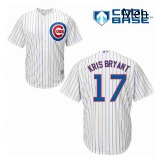 Mens Majestic Chicago Cubs 17 Kris Bryant Replica White Home Cool Base MLB Jersey